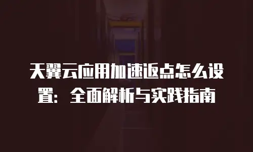 天翼云应用加速返点怎么设置：全面解析与实践指南