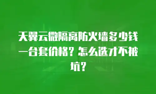 天翼云微隔离防火墙多少钱一台套价格？怎么选才不被坑？