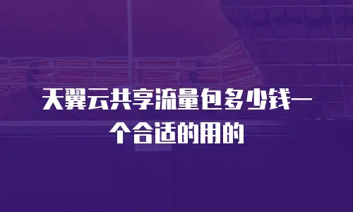 天翼云共享流量包多少钱一个合适的用的