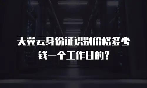 天翼云身份证识别价格多少钱一个工作日的？