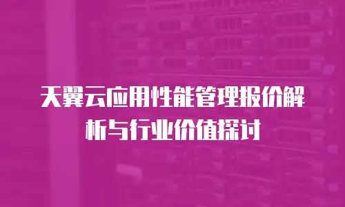 天翼云应用性能管理报价解析与行业价值探讨