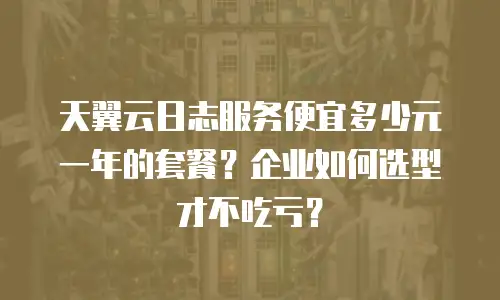 天翼云日志服务便宜多少元一年的套餐？企业如何选型才不吃亏？