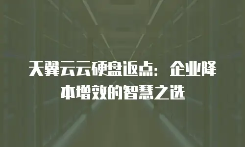 天翼云云硬盘返点：企业降本增效的智慧之选