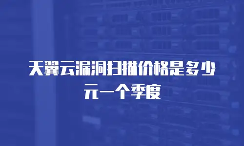 天翼云漏洞扫描价格是多少元一个季度