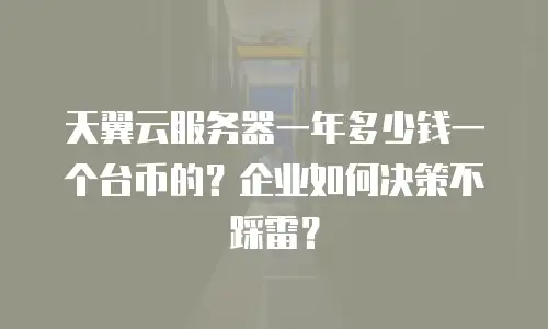 天翼云服务器一年多少钱一个台币的？企业如何决策不踩雷？