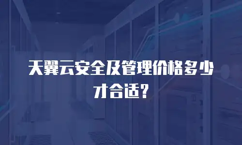天翼云安全及管理价格多少才合适？