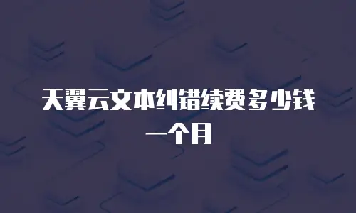 天翼云文本纠错续费多少钱一个月