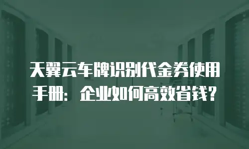 天翼云车牌识别代金券使用手册：企业如何高效省钱？