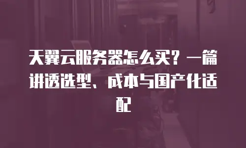 天翼云服务器怎么买？一篇讲透选型、成本与国产化适配