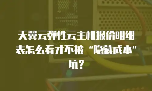 天翼云弹性云主机报价明细表怎么看才不被&ldquo;隐藏成本&rdquo;坑？