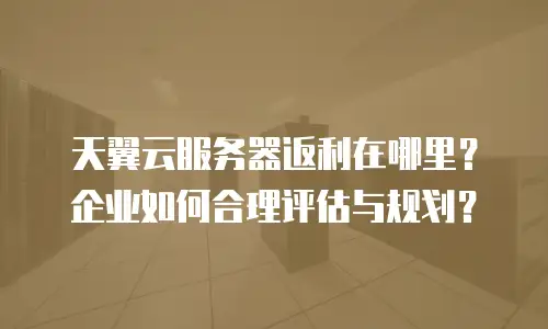 天翼云服务器返利在哪里？企业如何合理评估与规划？