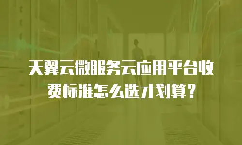 天翼云微服务云应用平台收费标准怎么选才划算？