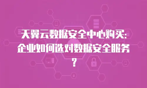 天翼云数据安全中心购买：企业如何选对数据安全服务？