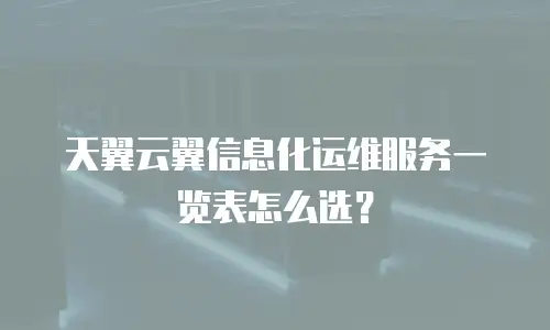 天翼云翼信息化运维服务一览表怎么选？