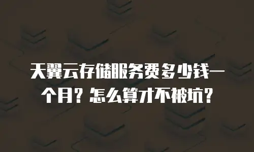 天翼云存储服务费多少钱一个月？怎么算才不被坑？