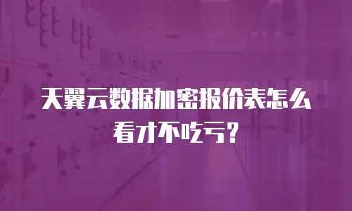 天翼云数据加密报价表怎么看才不吃亏？