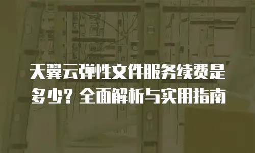天翼云弹性文件服务续费是多少？全面解析与实用指南
