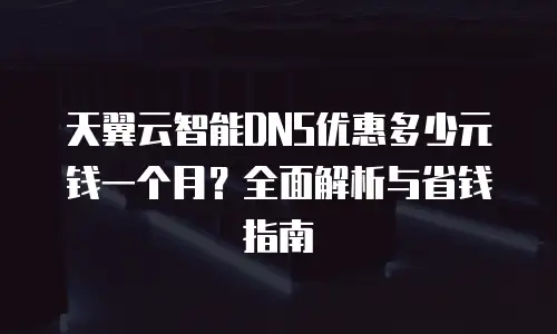 天翼云智能DNS优惠多少元钱一个月？全面解析与省钱指南