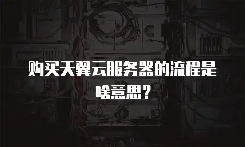 购买天翼云服务器的流程是啥意思？