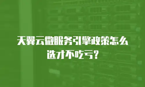 天翼云微服务引擎政策怎么选才不吃亏？