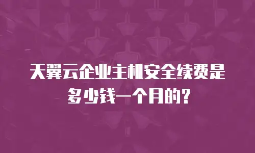 天翼云企业主机安全续费是多少钱一个月的？