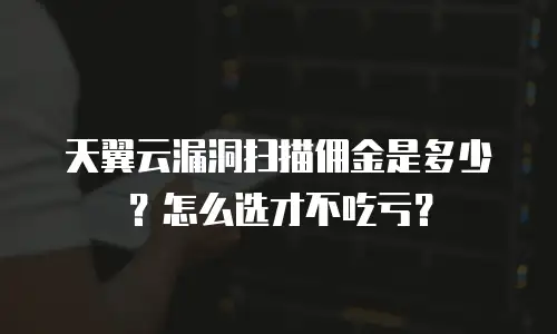 天翼云漏洞扫描佣金是多少？怎么选才不吃亏？