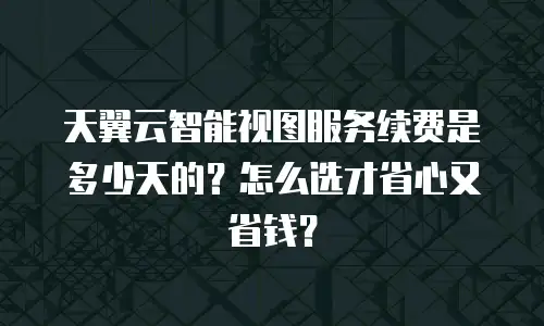 天翼云智能视图服务续费是多少天的？怎么选才省心又省钱？