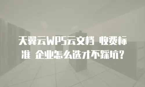 天翼云WPS云文档 收费标准 企业怎么选才不踩坑？