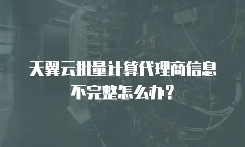天翼云批量计算代理商信息不完整怎么办？