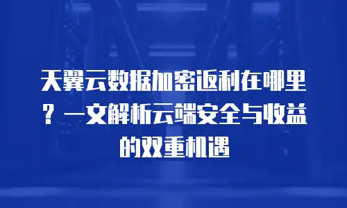天翼云数据加密返利在哪里？一文解析云端安全与收益的双重机遇