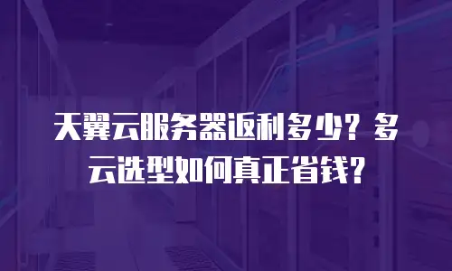 天翼云服务器返利多少？多云选型如何真正省钱？