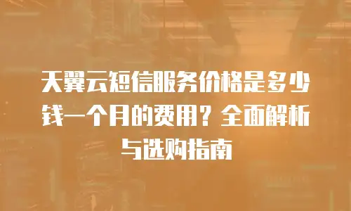天翼云短信服务价格是多少钱一个月的费用？全面解析与选购指南