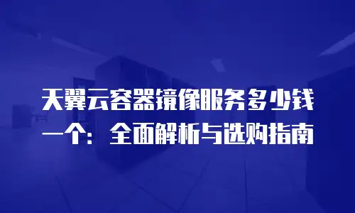 天翼云容器镜像服务多少钱一个：全面解析与选购指南