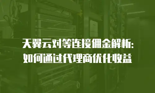 天翼云对等连接佣金解析：如何通过代理商优化收益