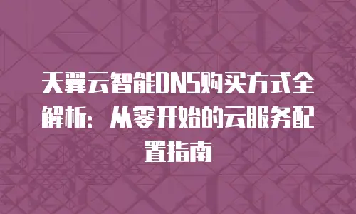 天翼云智能DNS购买方式全解析：从零开始的云服务配置指南