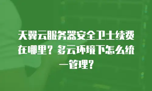 天翼云服务器安全卫士续费在哪里？多云环境下怎么统一管理？