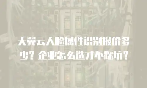 天翼云人脸属性识别报价多少？企业怎么选才不踩坑？