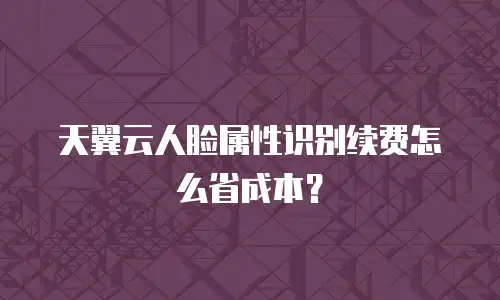 天翼云人脸属性识别续费怎么省成本？