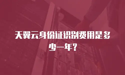 天翼云身份证识别费用是多少一年？