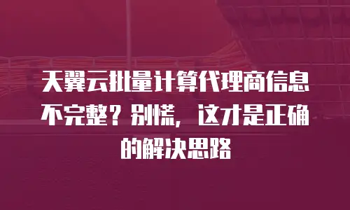 天翼云批量计算代理商信息不完整？别慌，这才是正确的解决思路