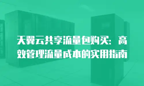 天翼云共享流量包购买：高效管理流量成本的实用指南