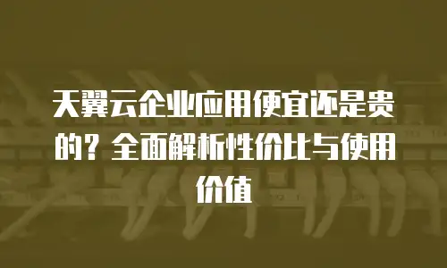 天翼云企业应用便宜还是贵的？全面解析性价比与使用价值