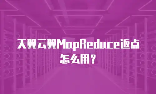 天翼云翼MapReduce返点怎么用？