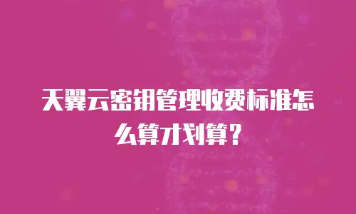 天翼云密钥管理收费标准怎么算才划算？