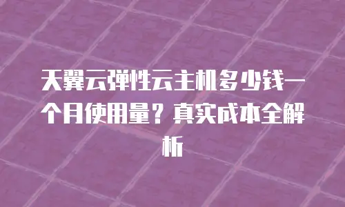 天翼云弹性云主机多少钱一个月使用量？真实成本全解析
