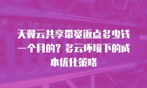 天翼云共享带宽返点多少钱一个月的？多云环境下的成本优化策略
