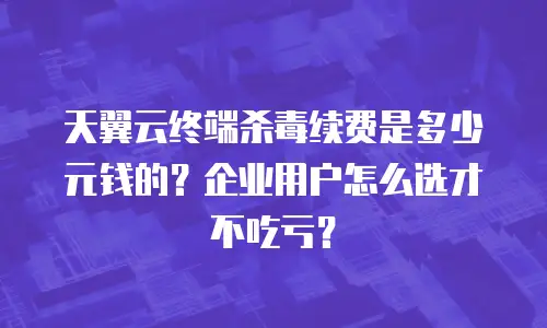 天翼云终端杀毒续费是多少元钱的？企业用户怎么选才不吃亏？