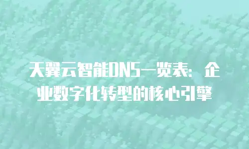 天翼云智能DNS一览表：企业数字化转型的核心引擎