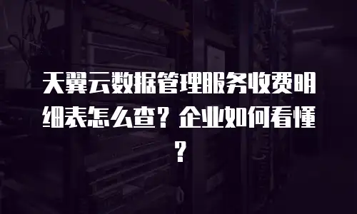 天翼云数据管理服务收费明细表怎么查？企业如何看懂？