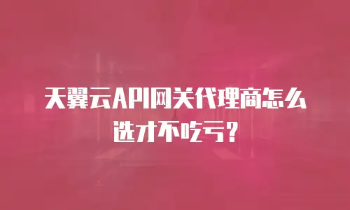 天翼云API网关代理商怎么选才不吃亏？